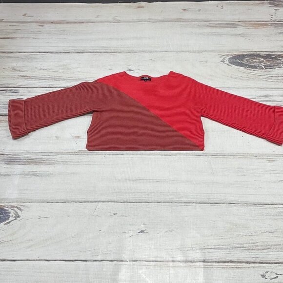 Slate & Willow Sweater Boxy Colorblock Red Knit Size Medium M - Picture 10 of 13